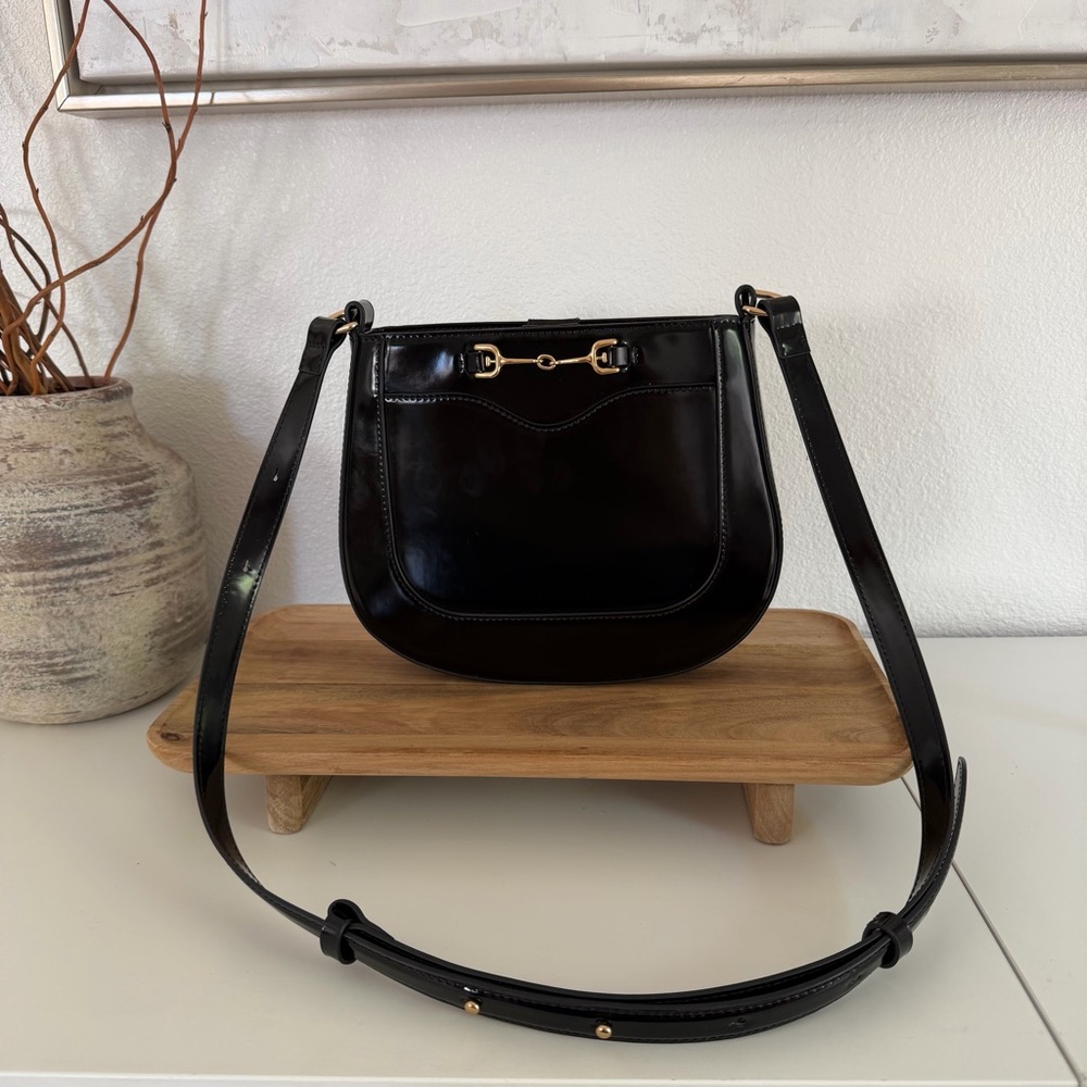Sam Edelman Loraine Black Shoulder Bag with Gold Accents